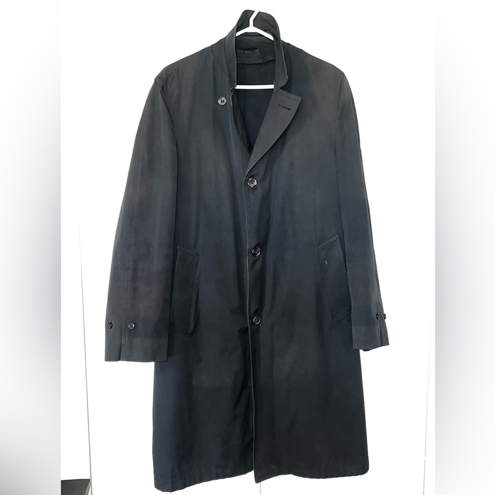 Rare Vintage Hudson's Bay Company Trench Coat Mens size M/L Black HBC longline